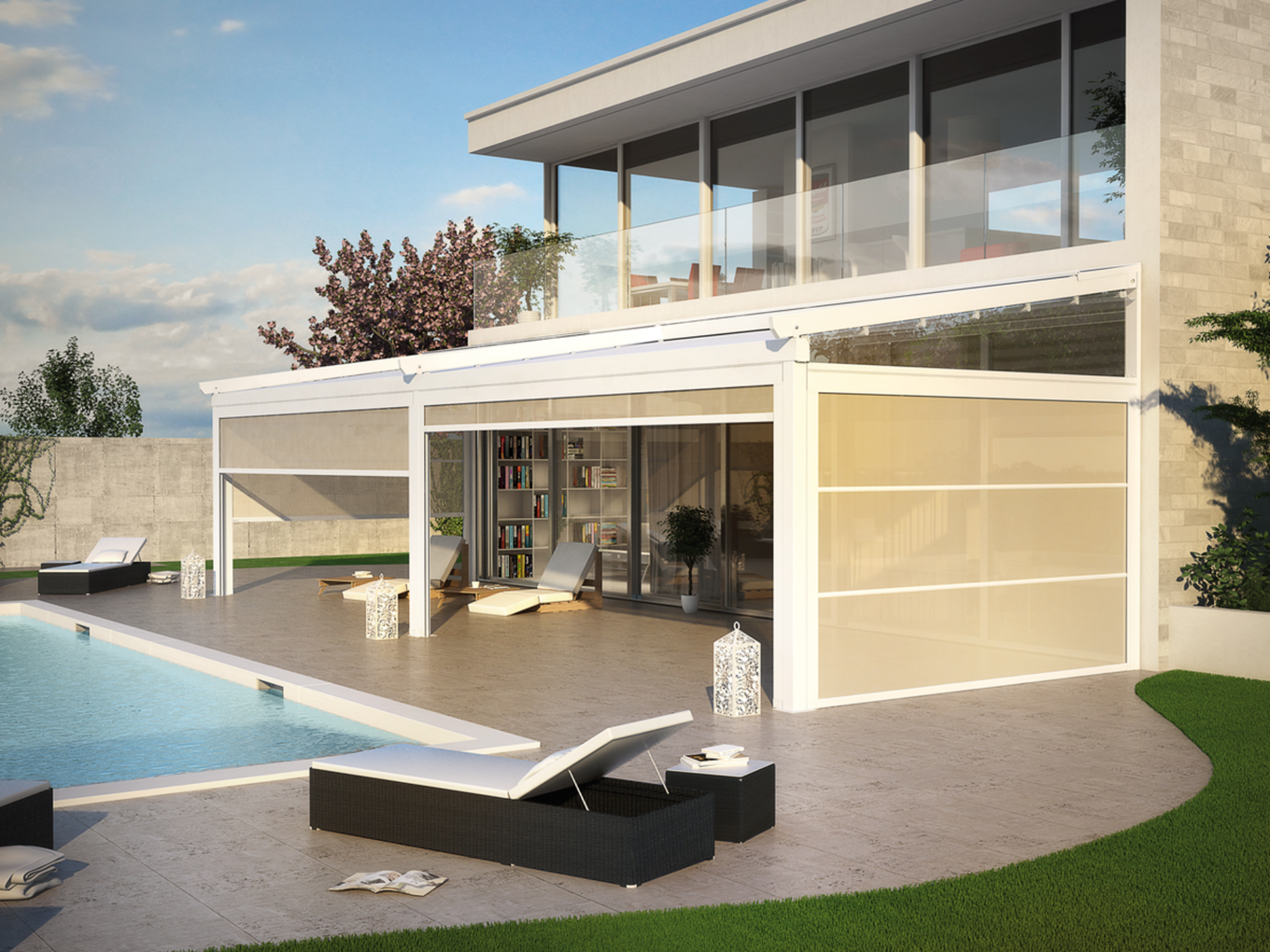 Quick - Pergola Addossata con Telo Retraibile