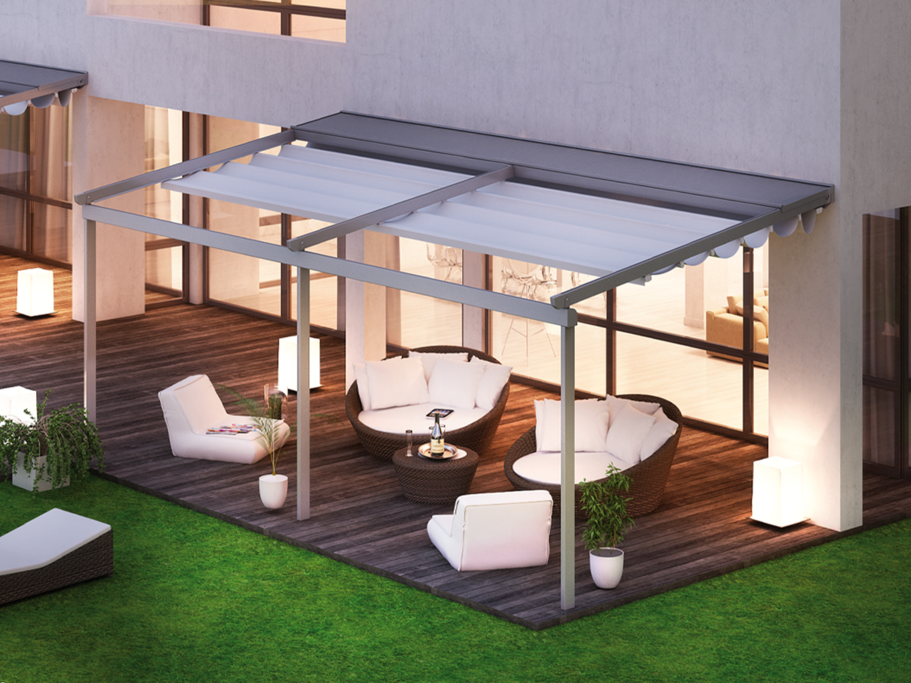 COMPAKT- Pergola Addossata con Telo Retraibile