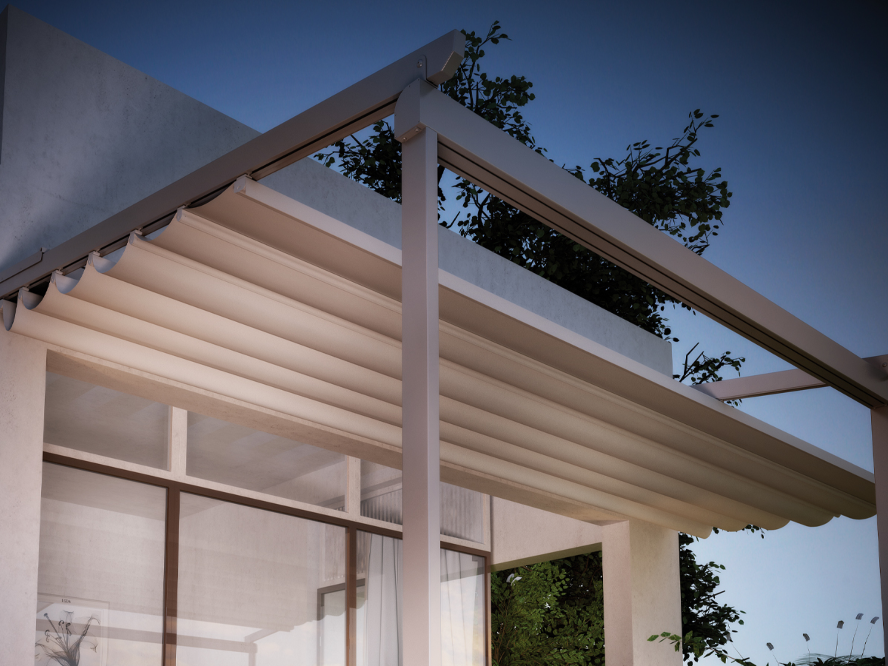 COMPAKT- Pergola Addossata con Telo Retraibile