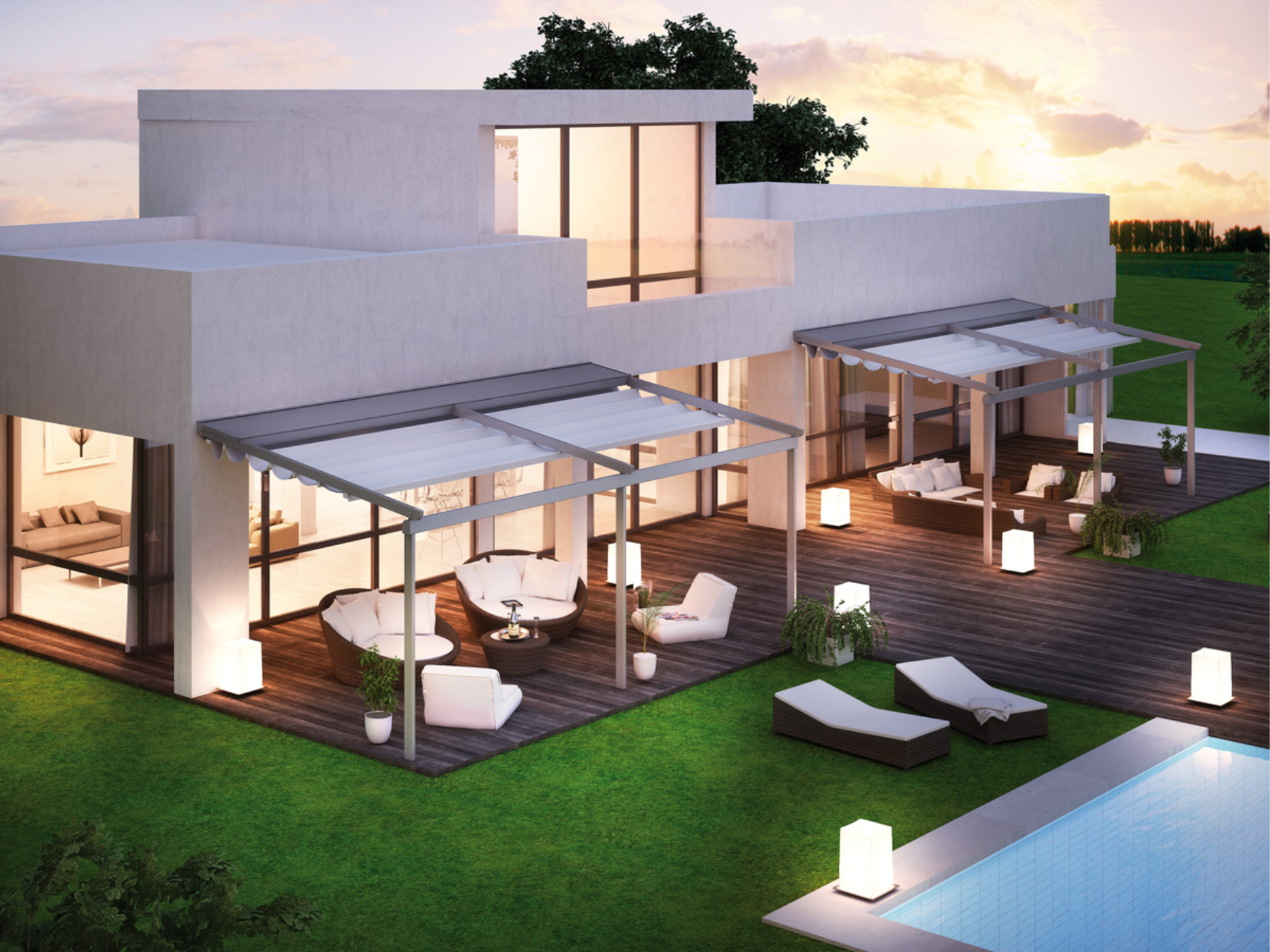 COMPAKT- Pergola Addossata con Telo Retraibile