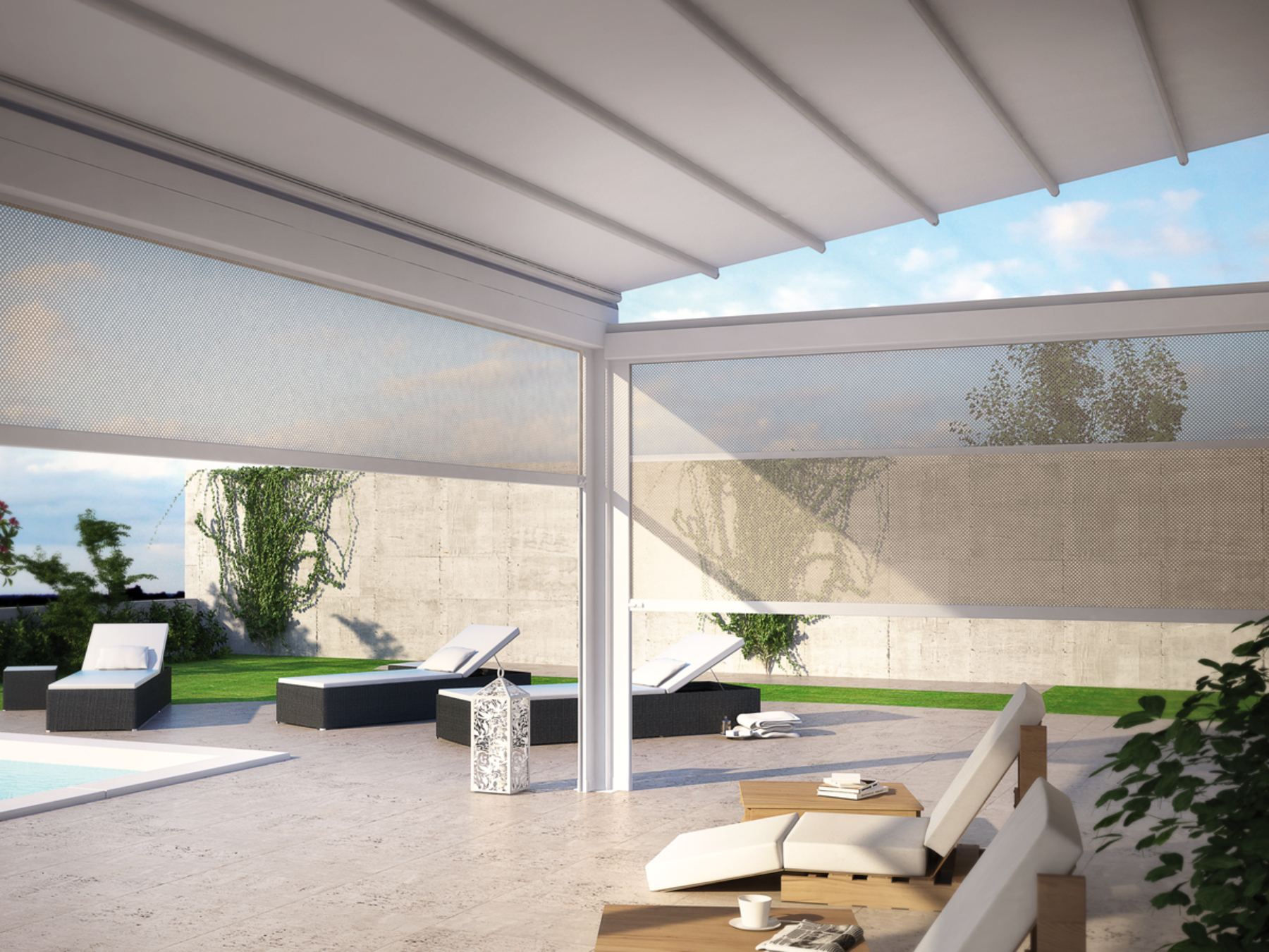 Quick - Pergola Addossata con Telo Retraibile