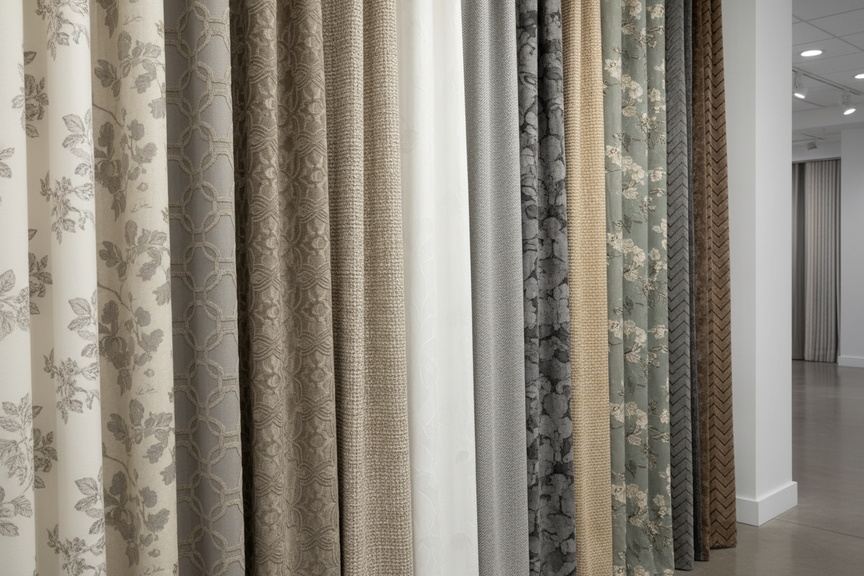 Campioni verticali di tessuti per tende