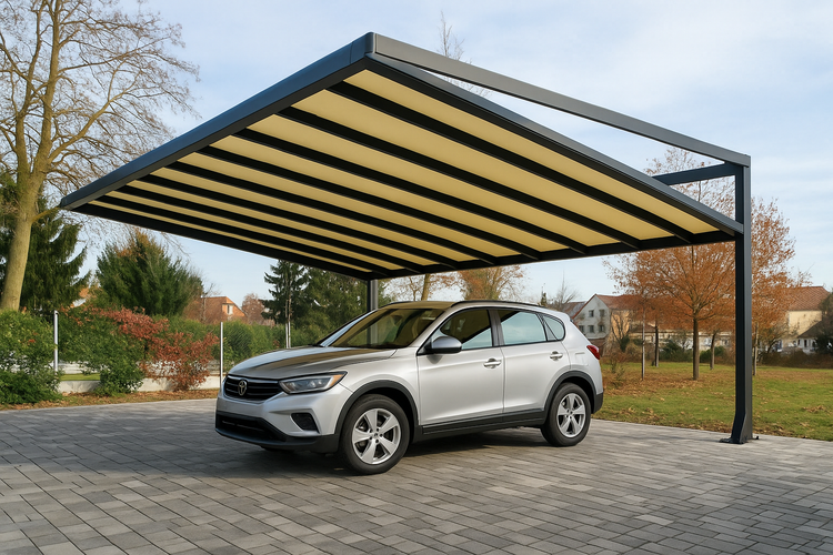 Multipergola Parking con auto in manovra