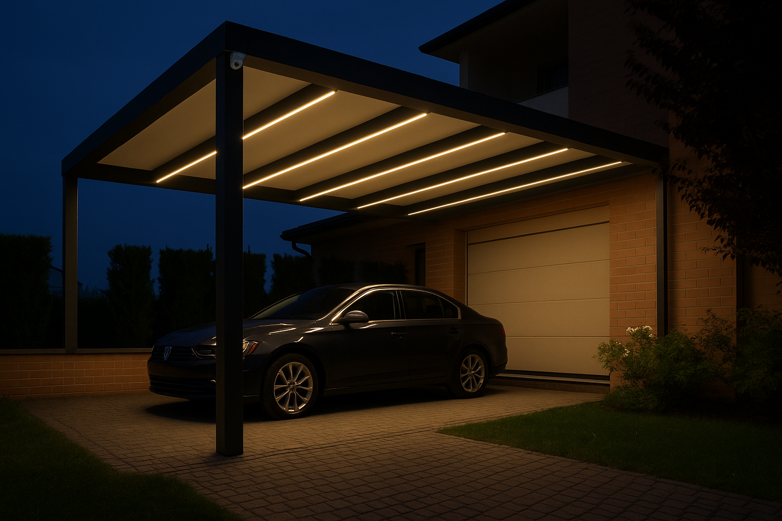 Pergola con LED interni e sensore compatto