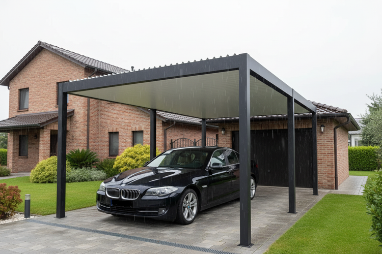 Pergola senza frangisole con pannelli lisci sotto