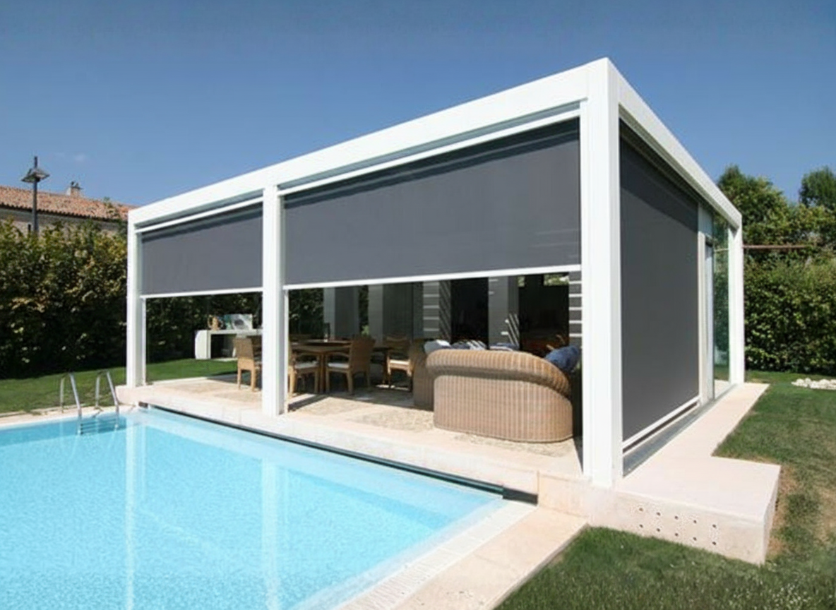 Pergola moderna con tende zip