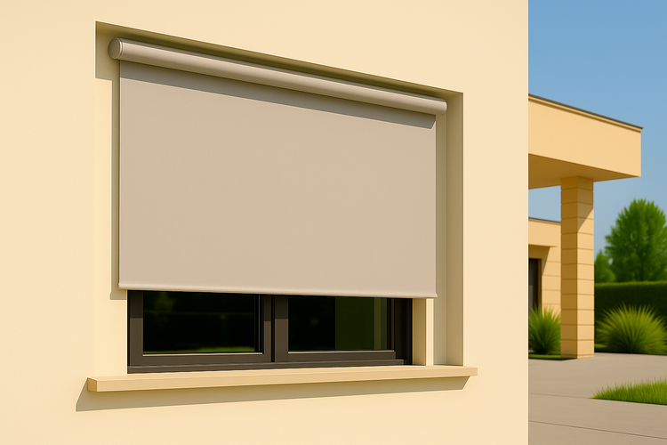 Tenda con rullo superiore e senza cavi