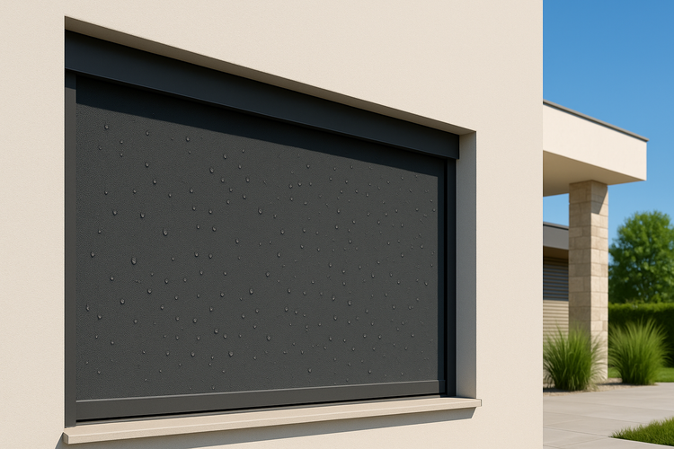 Tenda zip moderna con zoom sull'incasso